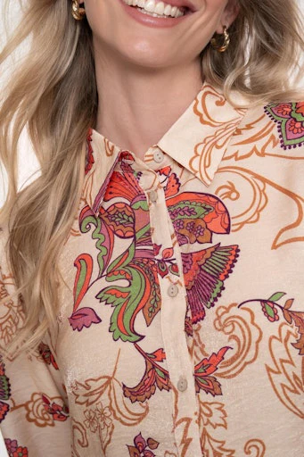 Blouses lange mouw beige Geisha - Image 3