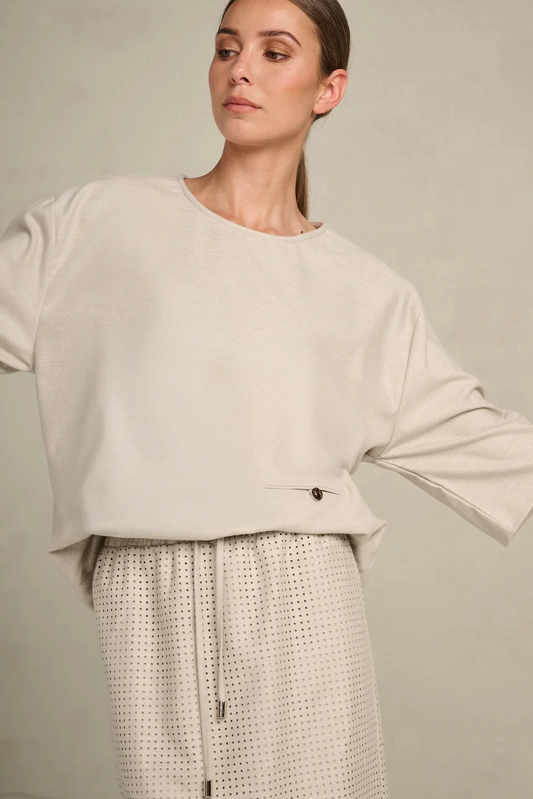 Blouses lange mouw beige March23