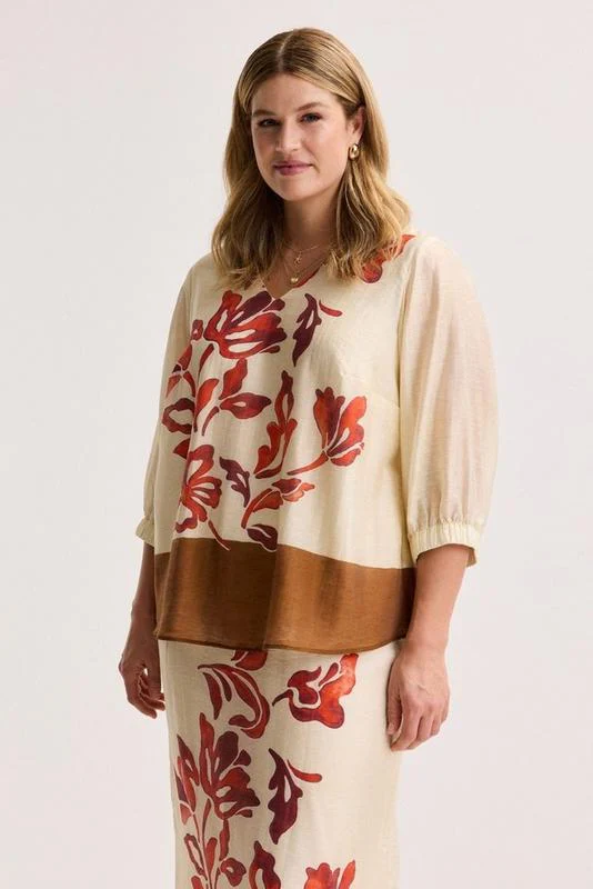 Blouses lange mouw beige Mayerline