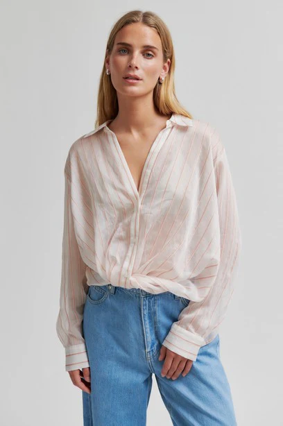 Blouses lange mouw beige Second Female