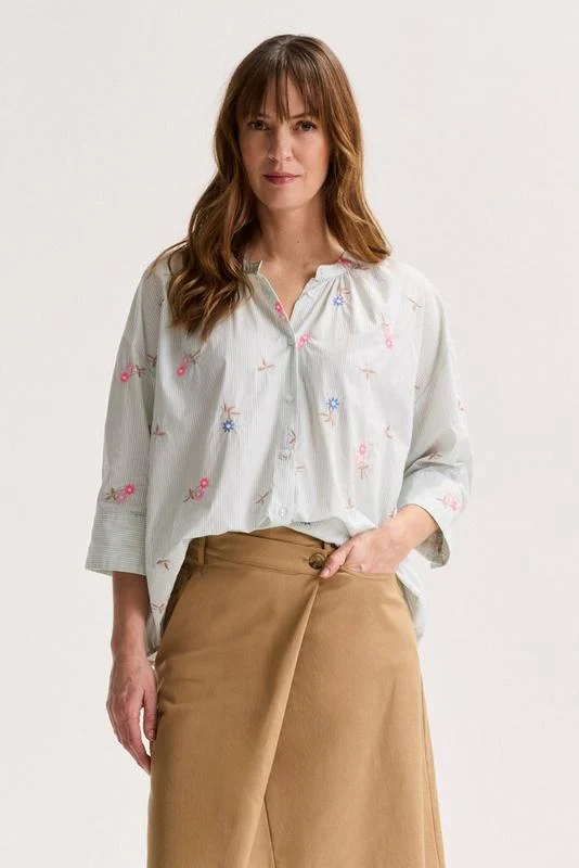 Blouses lange mouw blauw Améline