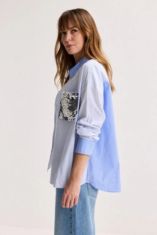 Blouses lange mouw blauw Améline