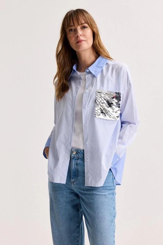 Blouses lange mouw blauw Améline - Image 2