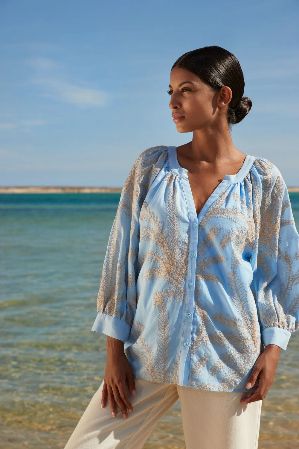 Blouses lange mouw blauw Atmos