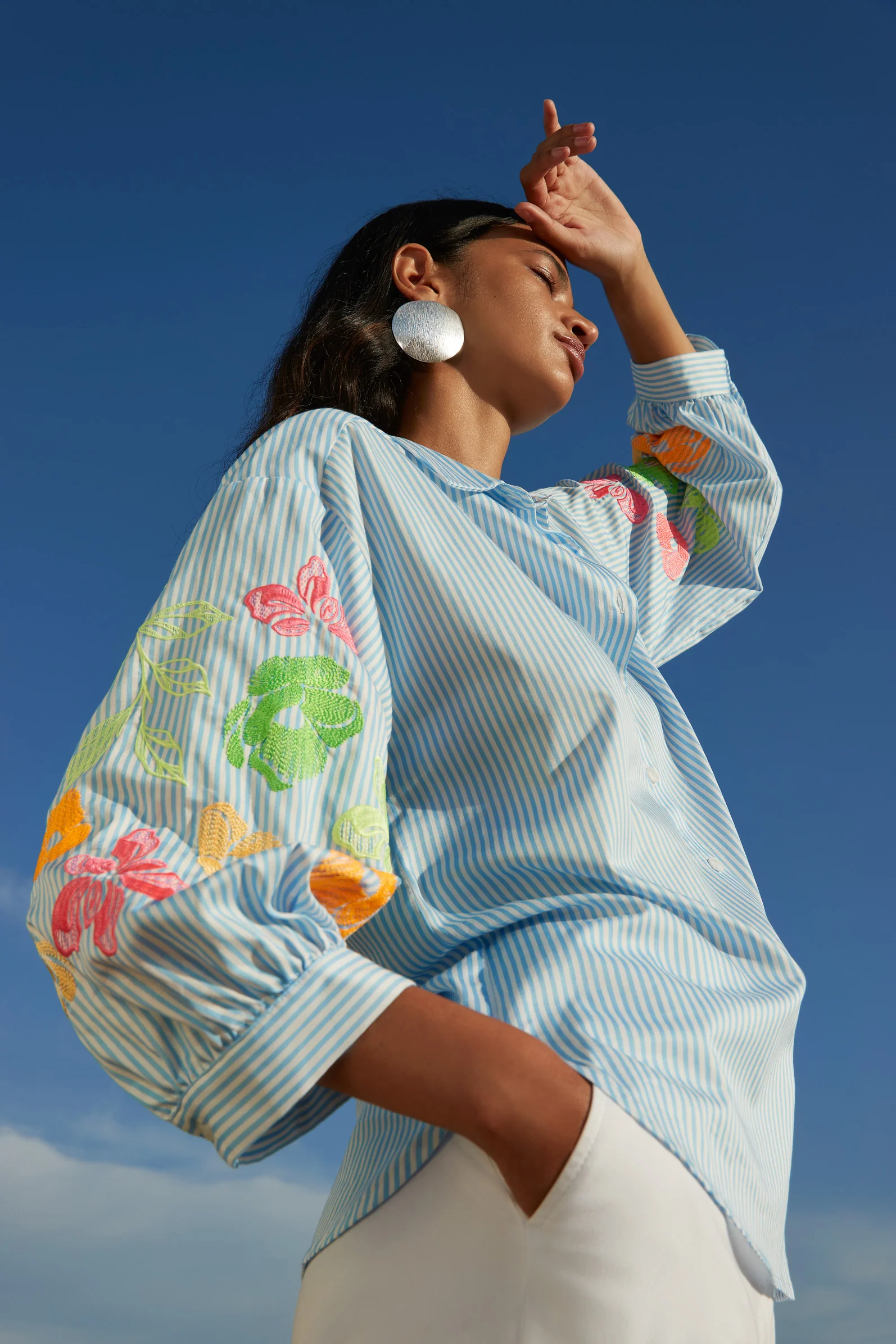 Blouses lange mouw blauw Atmos