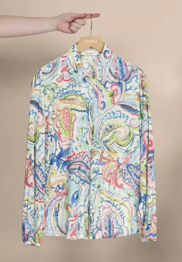 Blouses lange mouw blauw Bianca - Image 4
