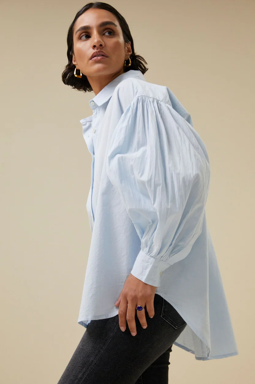 Blouses lange mouw blauw by-bar