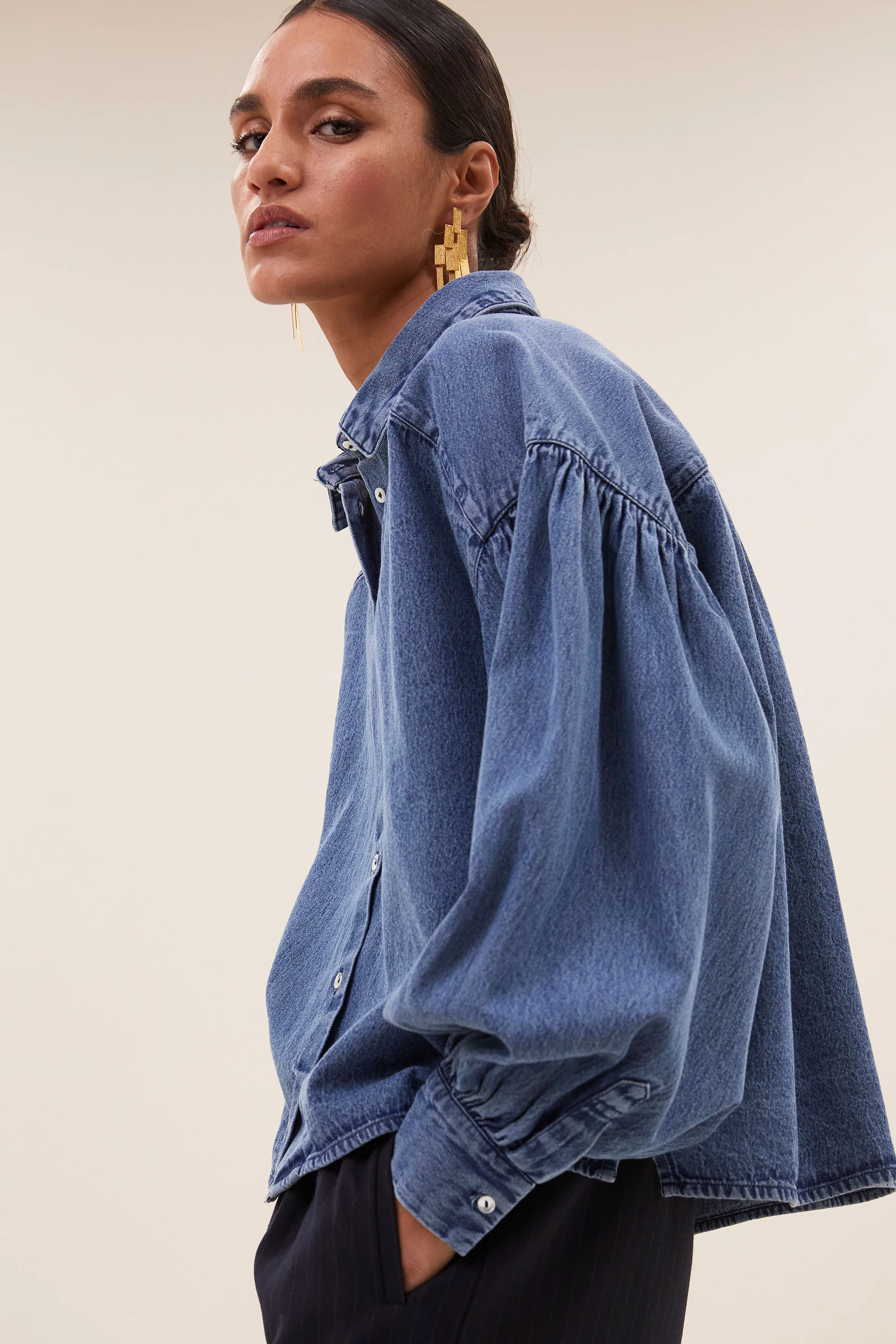 Blouses lange mouw blauw by-bar - Image 3