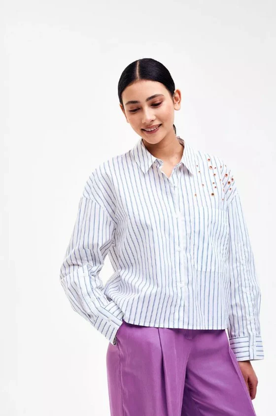 Blouses lange mouw blauw CKS