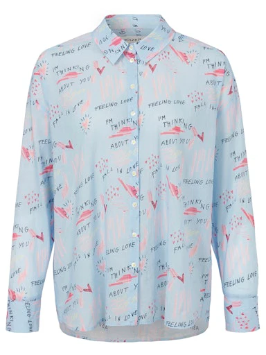 Blouses lange mouw blauw eiszeit