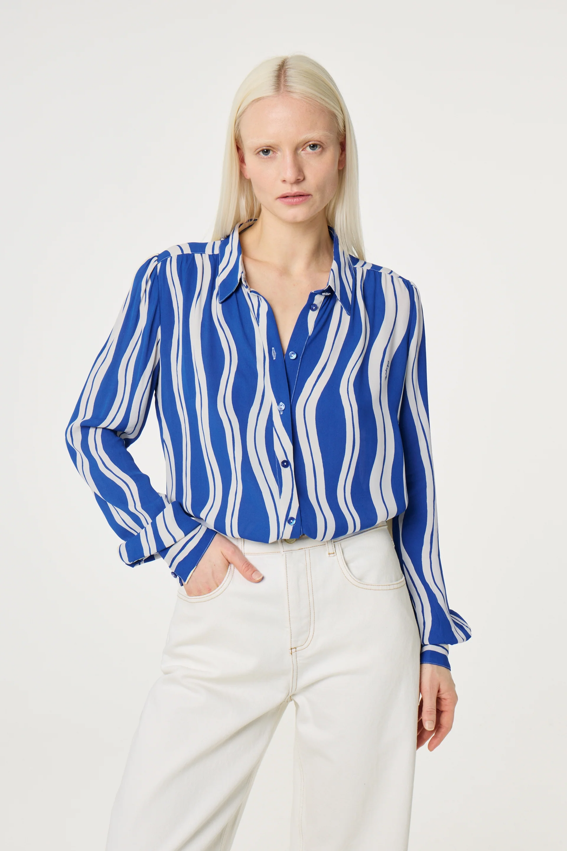 Blouses lange mouw blauw Fabienne Chapot