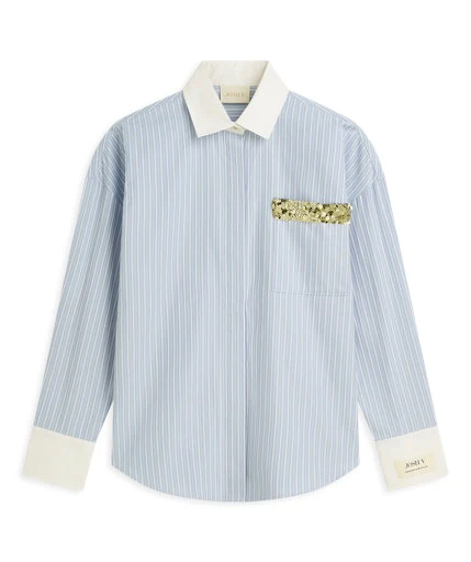 Blouses lange mouw blauw JOSH V - Image 4