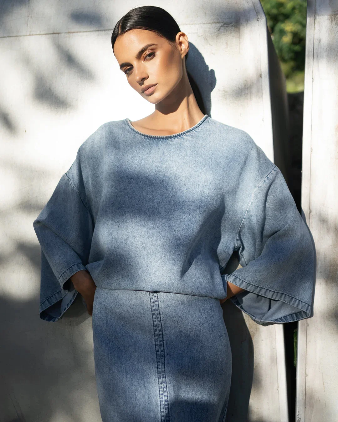 Blouses lange mouw blauw March23