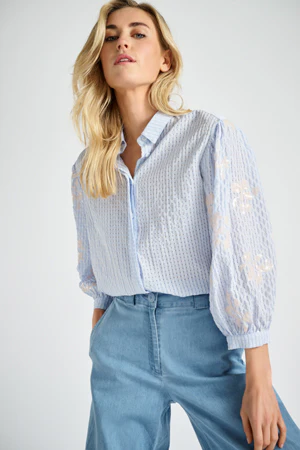 Blouses lange mouw blauw Marie Méro