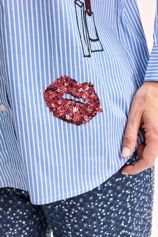 Blouses lange mouw blauw Mayerline - Image 3