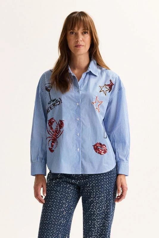 Blouses lange mouw blauw Mayerline - Image 4