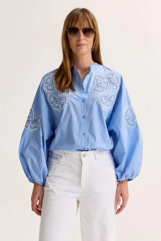 Blouses lange mouw blauw Mayerline