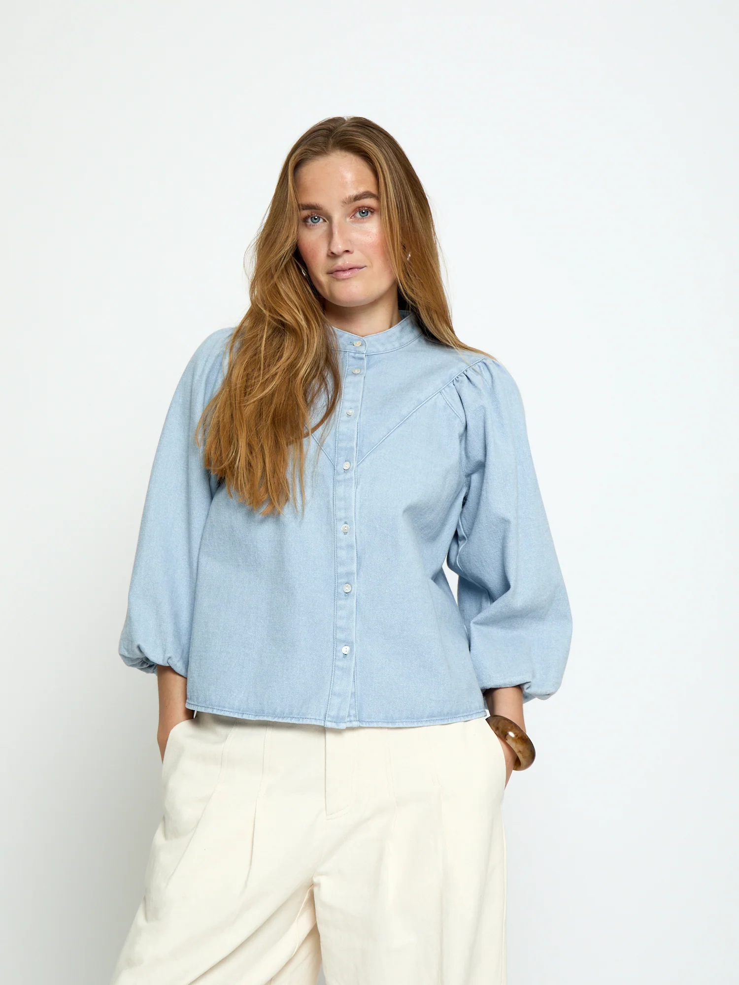 Blouses lange mouw blauw Minus