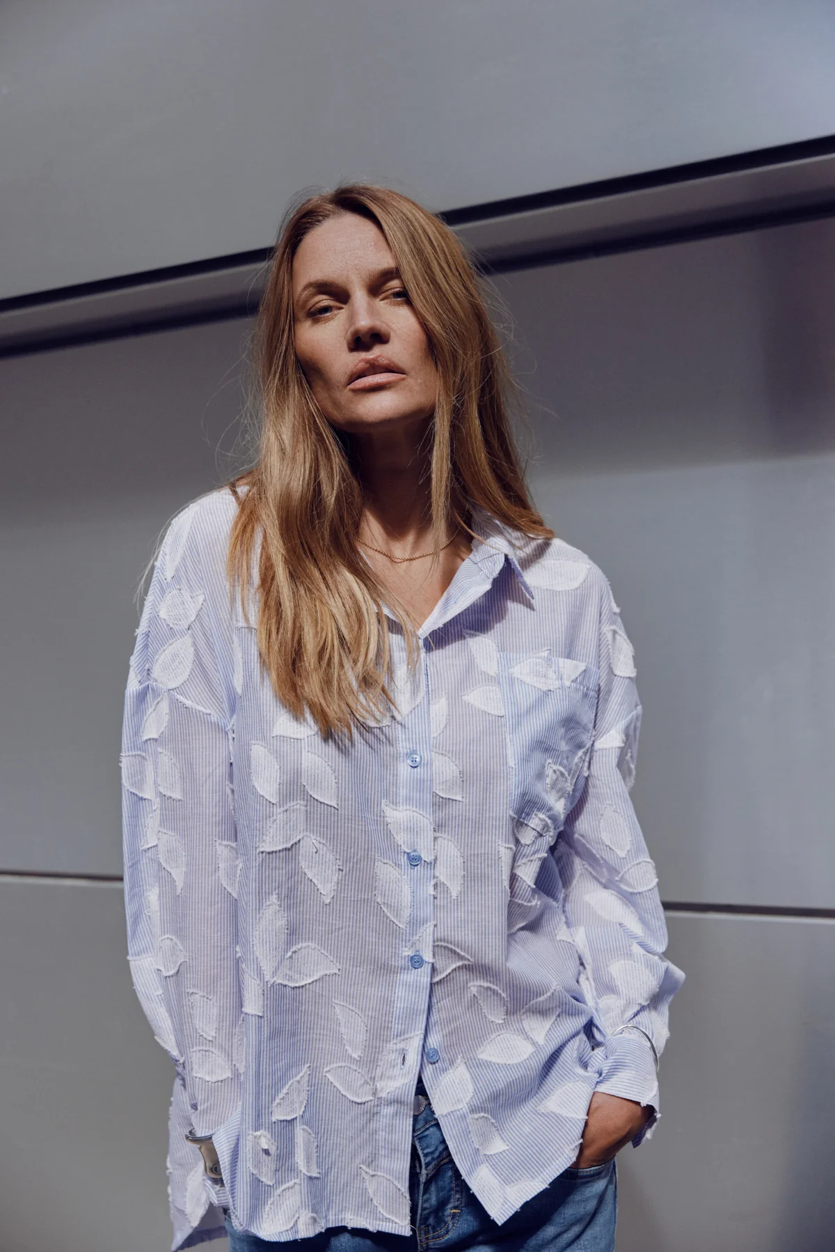 Blouses lange mouw blauw Pulz Jeans