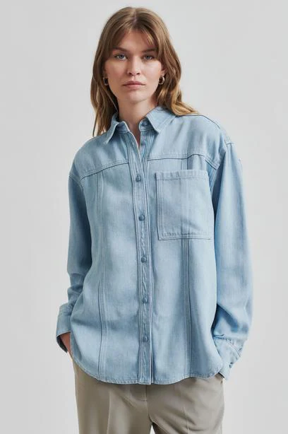 Blouses lange mouw blauw Second Female