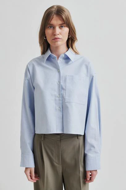 Blouses lange mouw blauw Second Female
