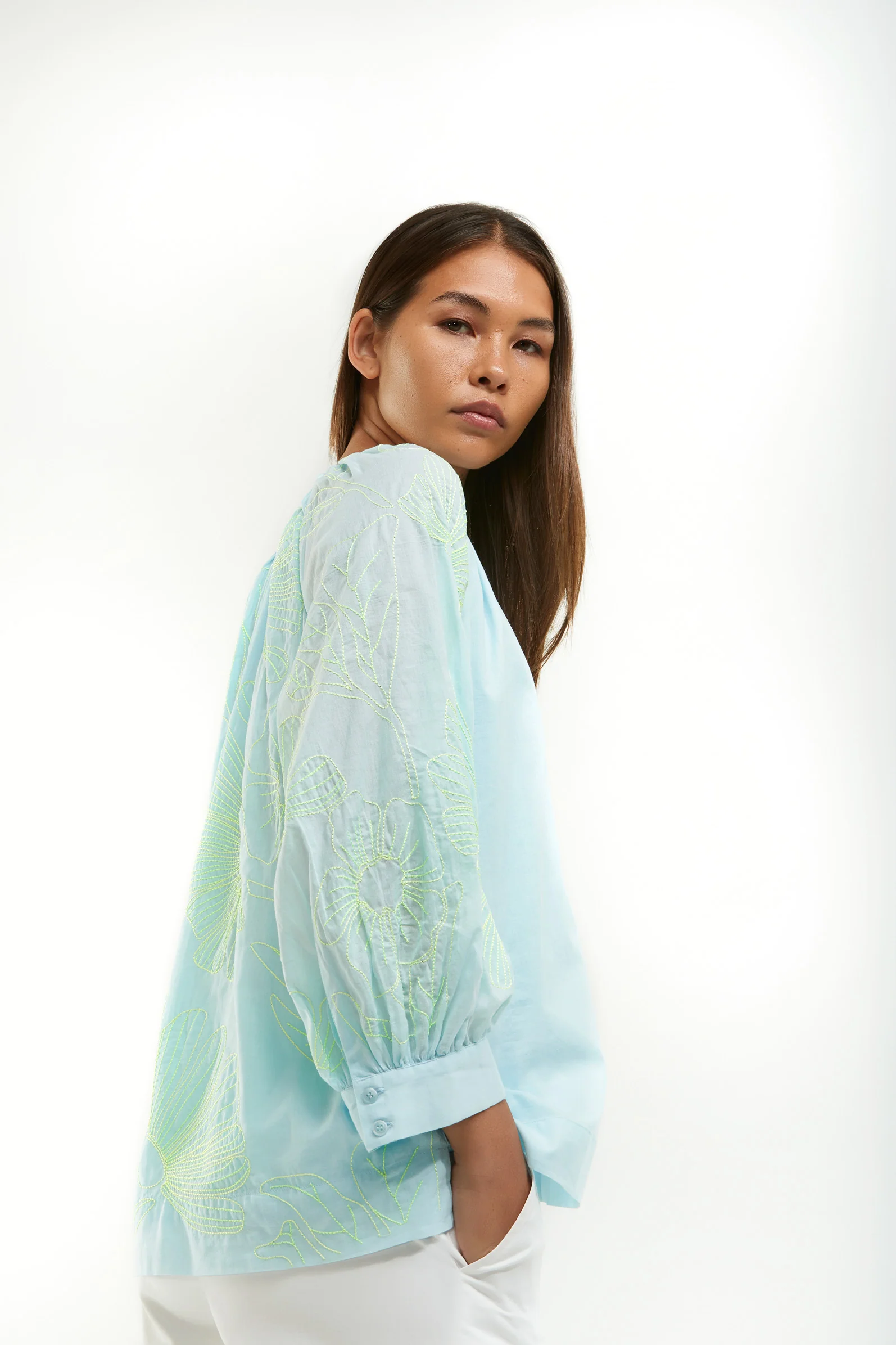 Blouses lange mouw blauw Senso