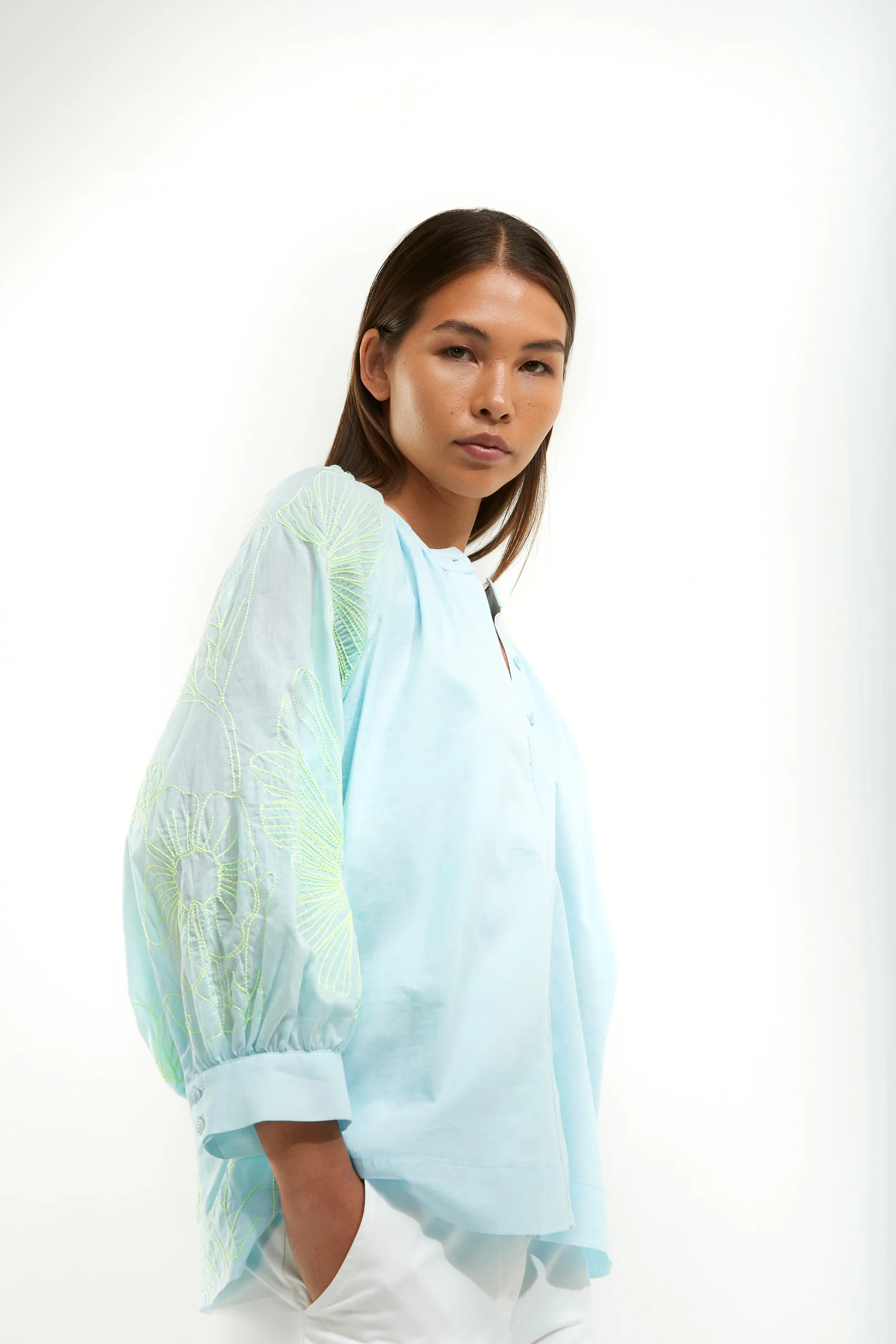 Blouses lange mouw blauw Senso - Image 2