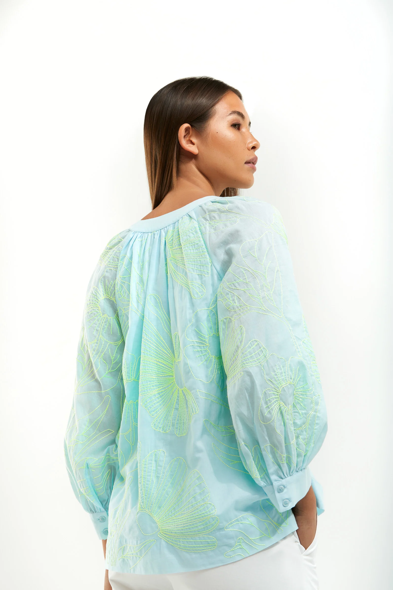 Blouses lange mouw blauw Senso - Image 3