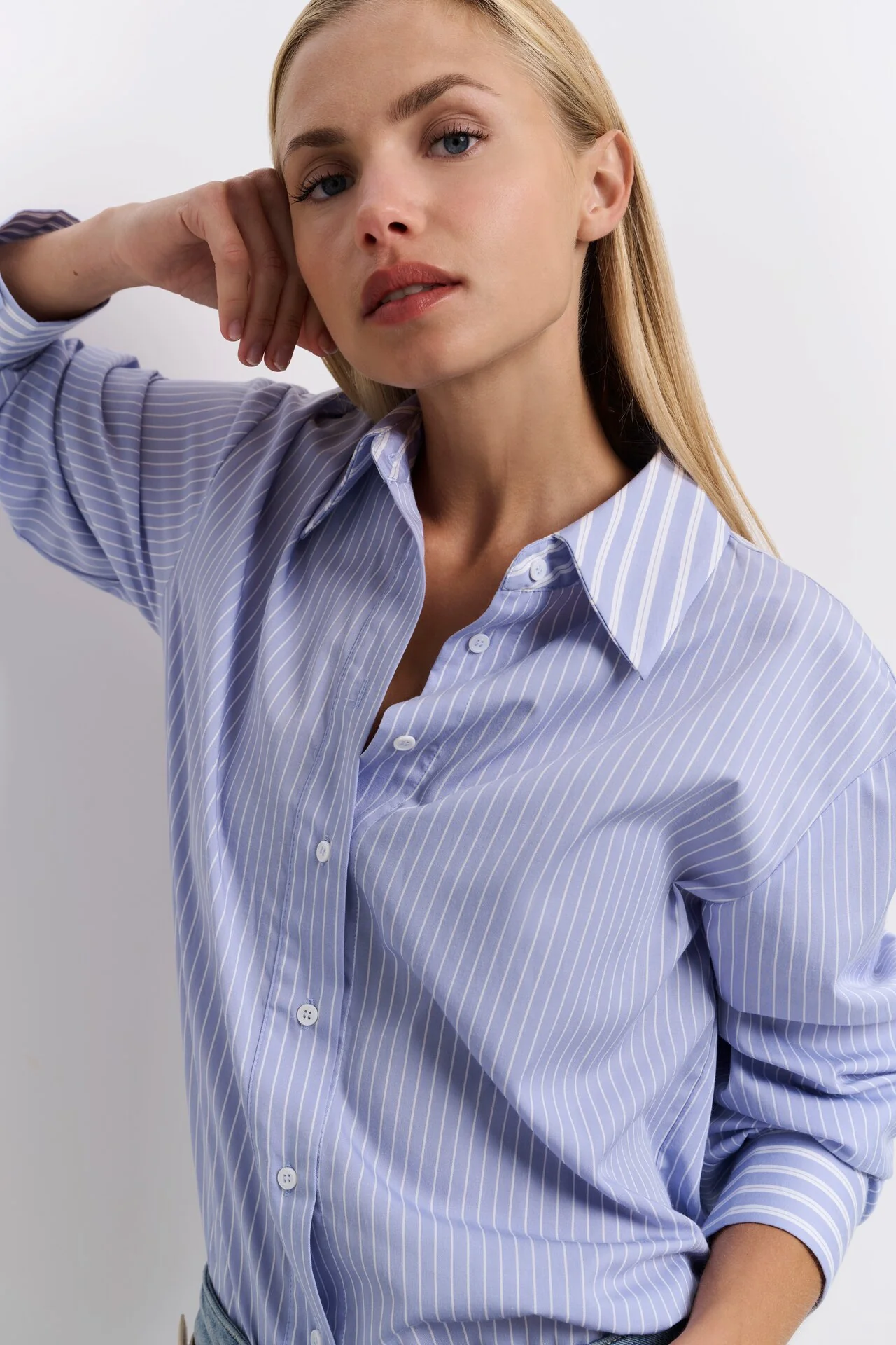 Blouses lange mouw blauw YAYA