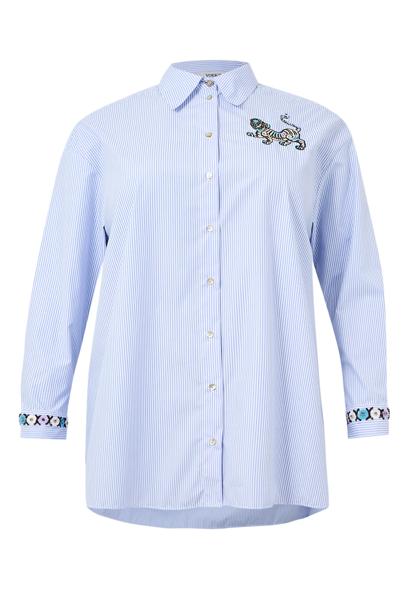 Blouses lange mouw blauw Yoek - Image 4