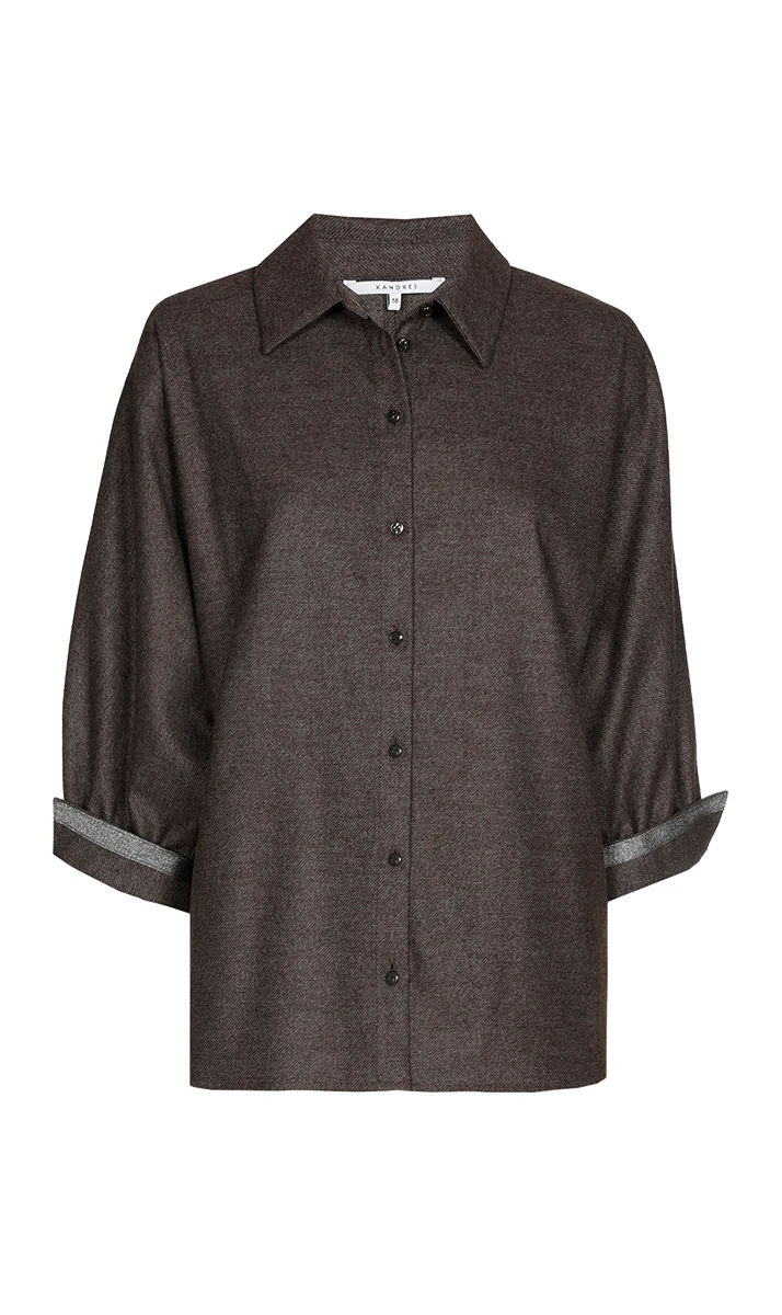Blouses lange mouw bruin Xandres