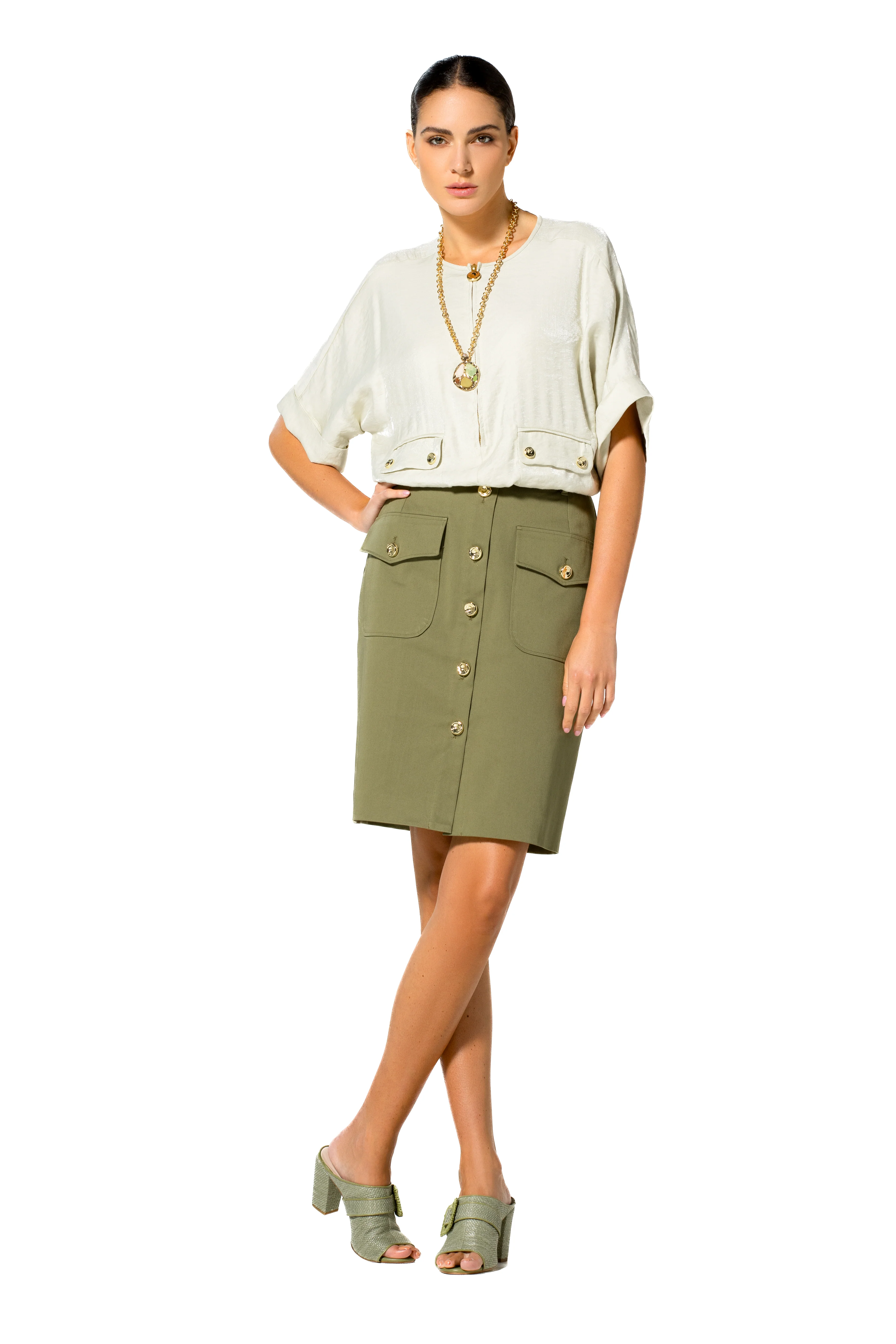 Blouses korte mouw groen Caroline Biss - Image 2