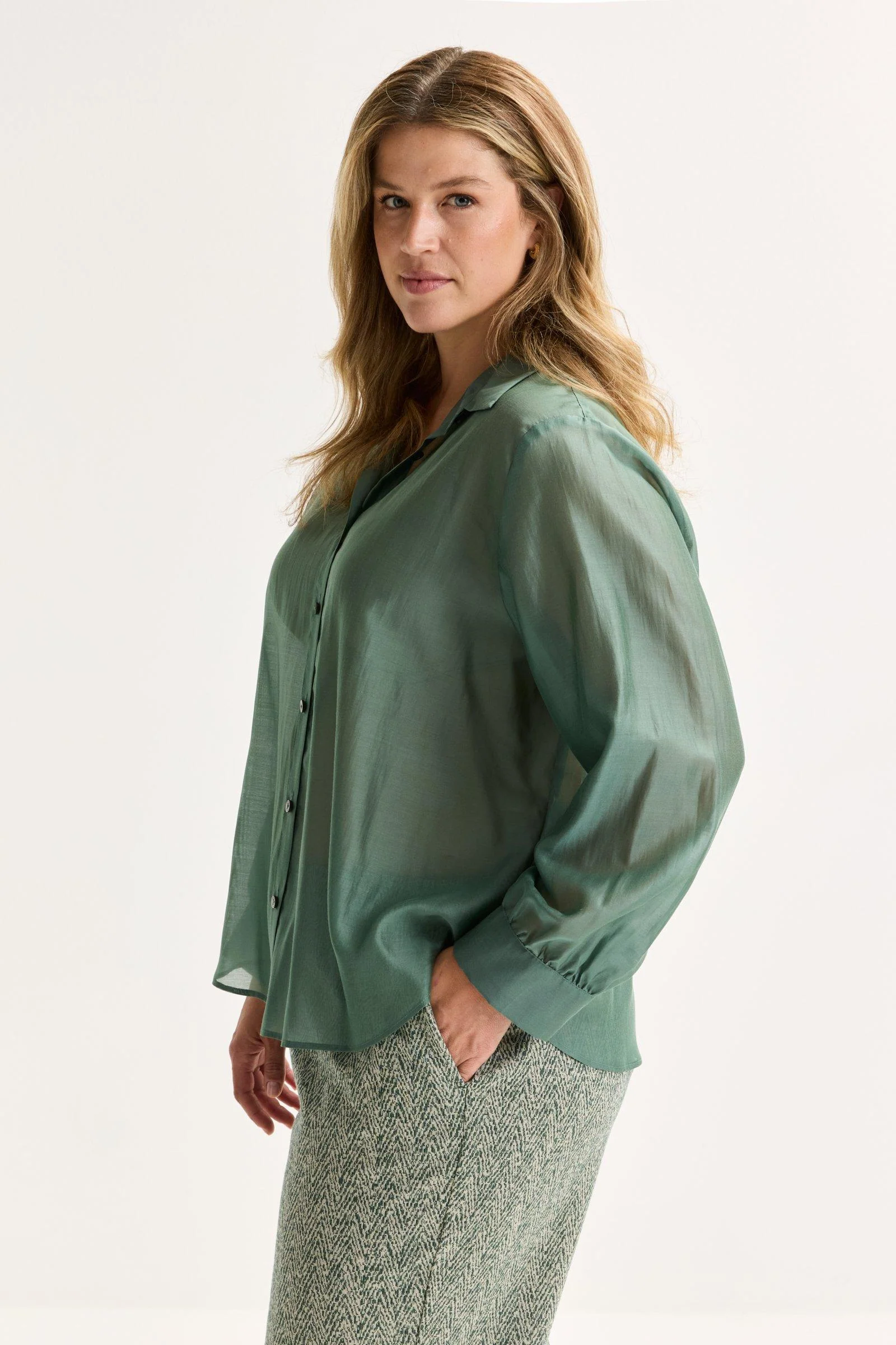 Blouses lange mouw groen Mayerline - Image 3