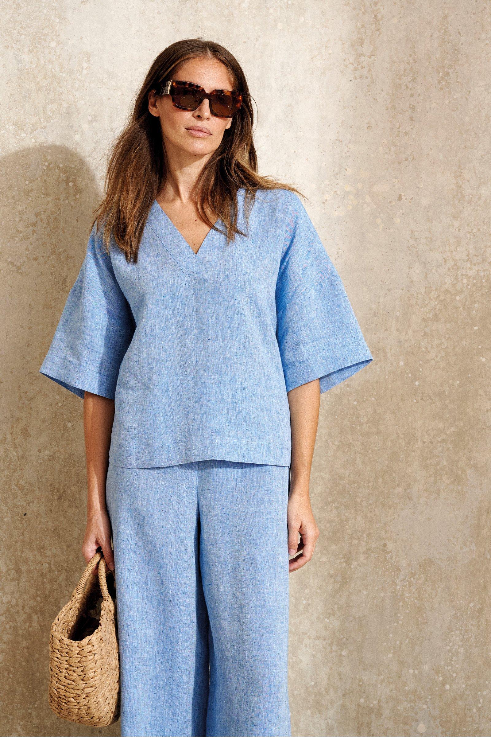 Blouses lange mouw blauw Mayerline
