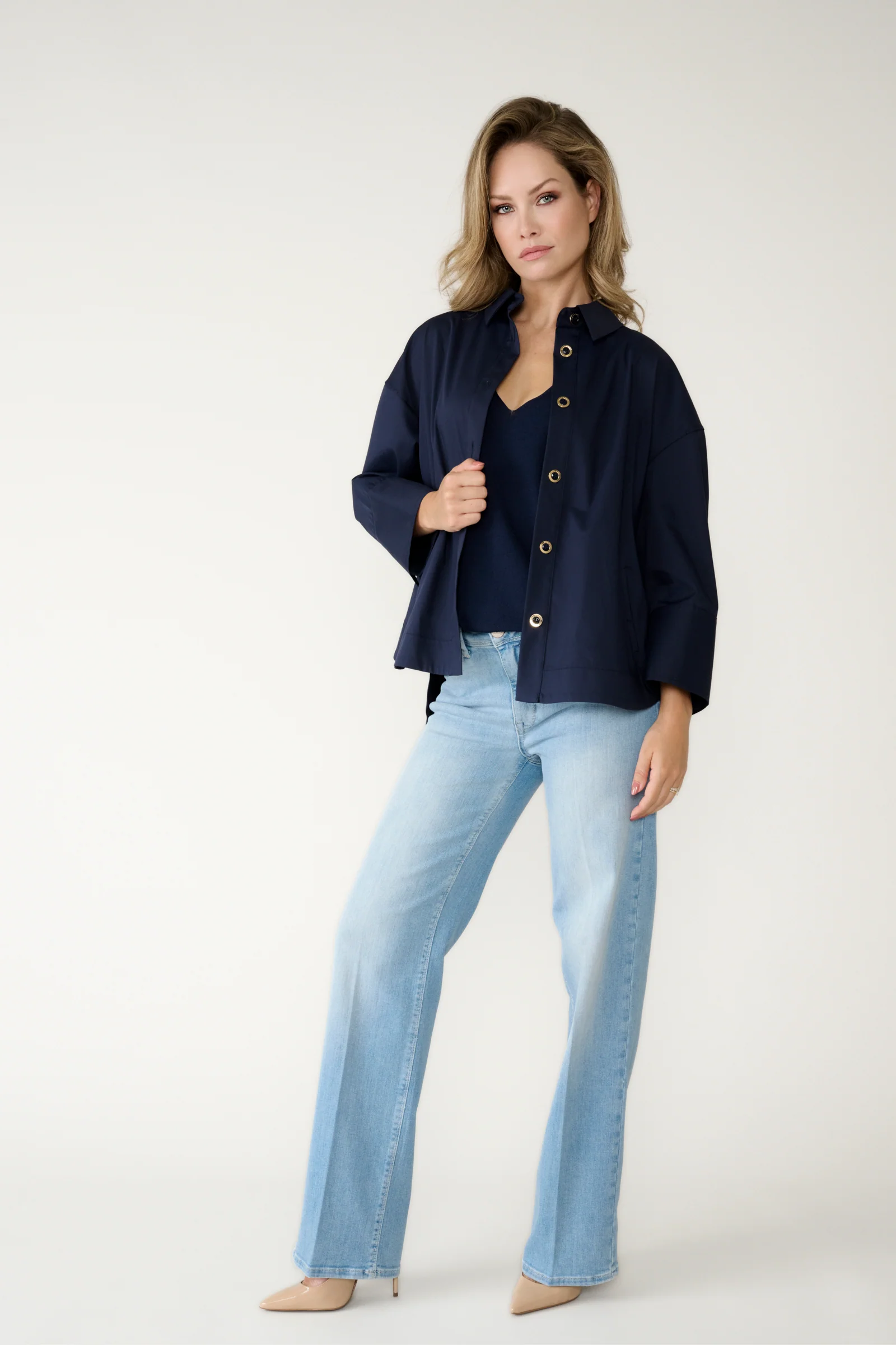 Blouses lange mouw navy Due Amanti