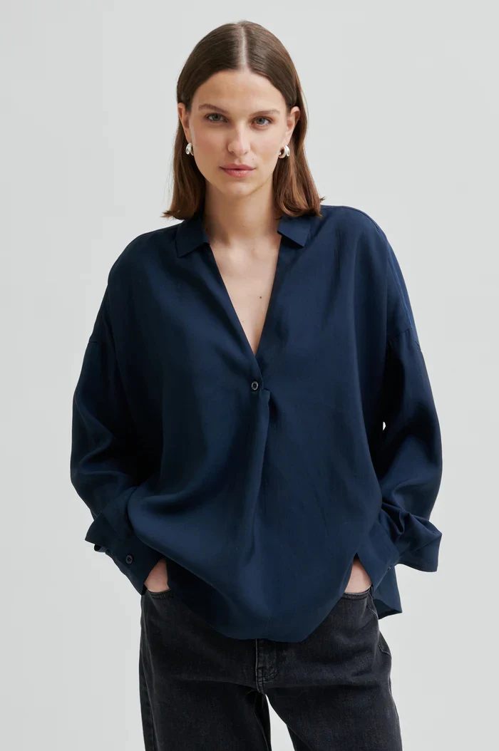 Blouses lange mouw navy Second Female