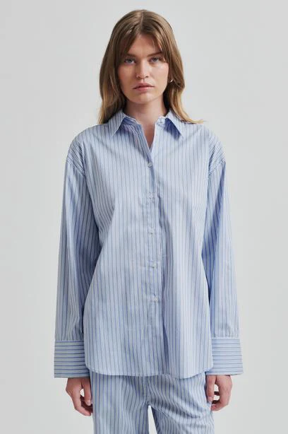 Blouses lange mouw blauw Second Female