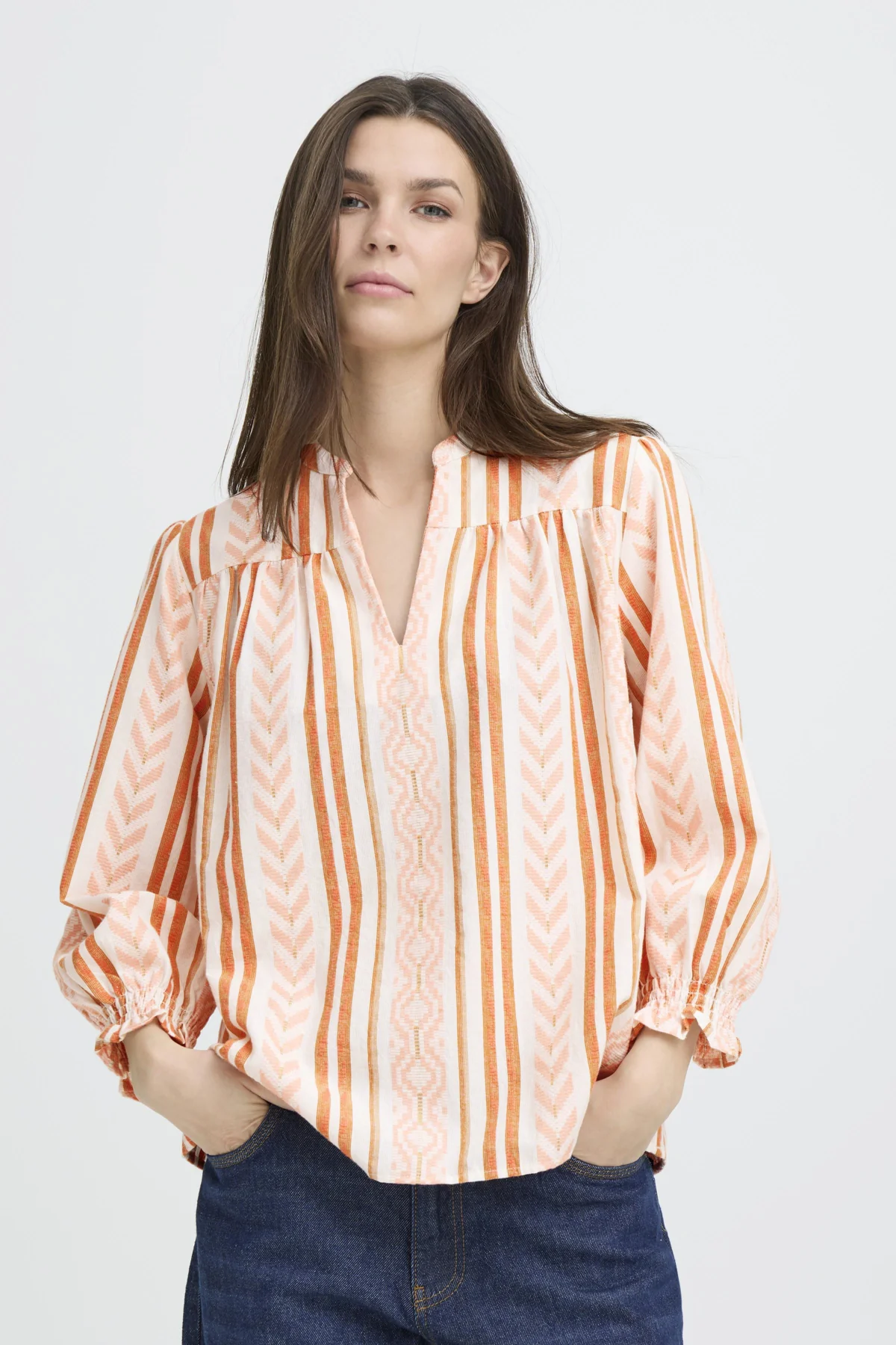 Blouses lange mouw oranje Pulz Jeans