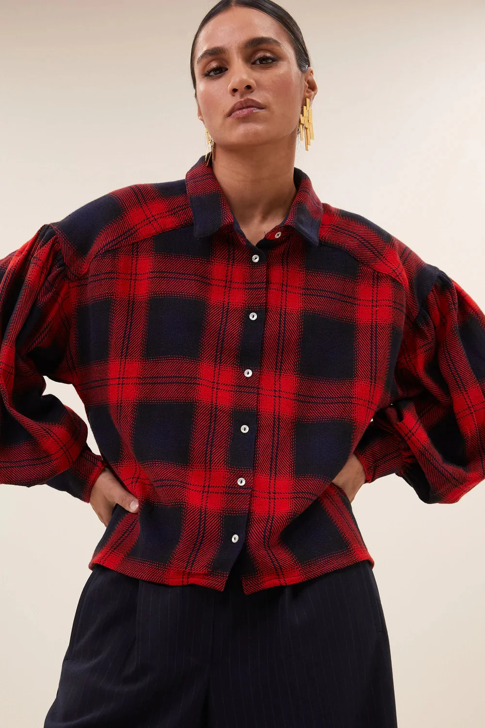Blouses lange mouw rood by-bar