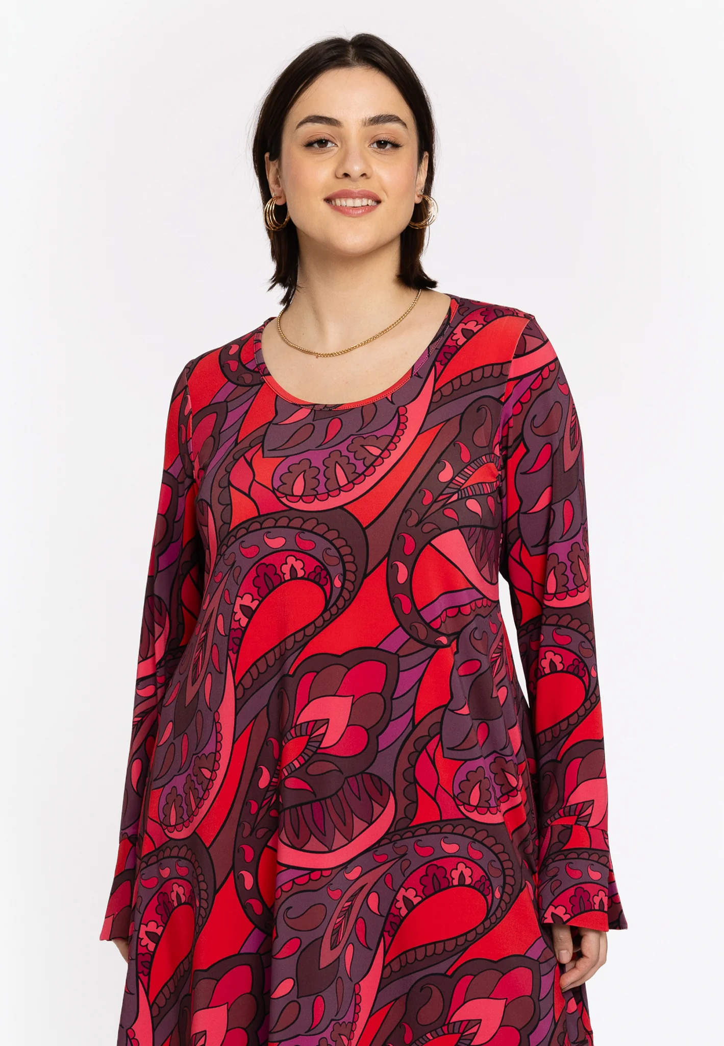 Blouses lange mouw rood Yoek