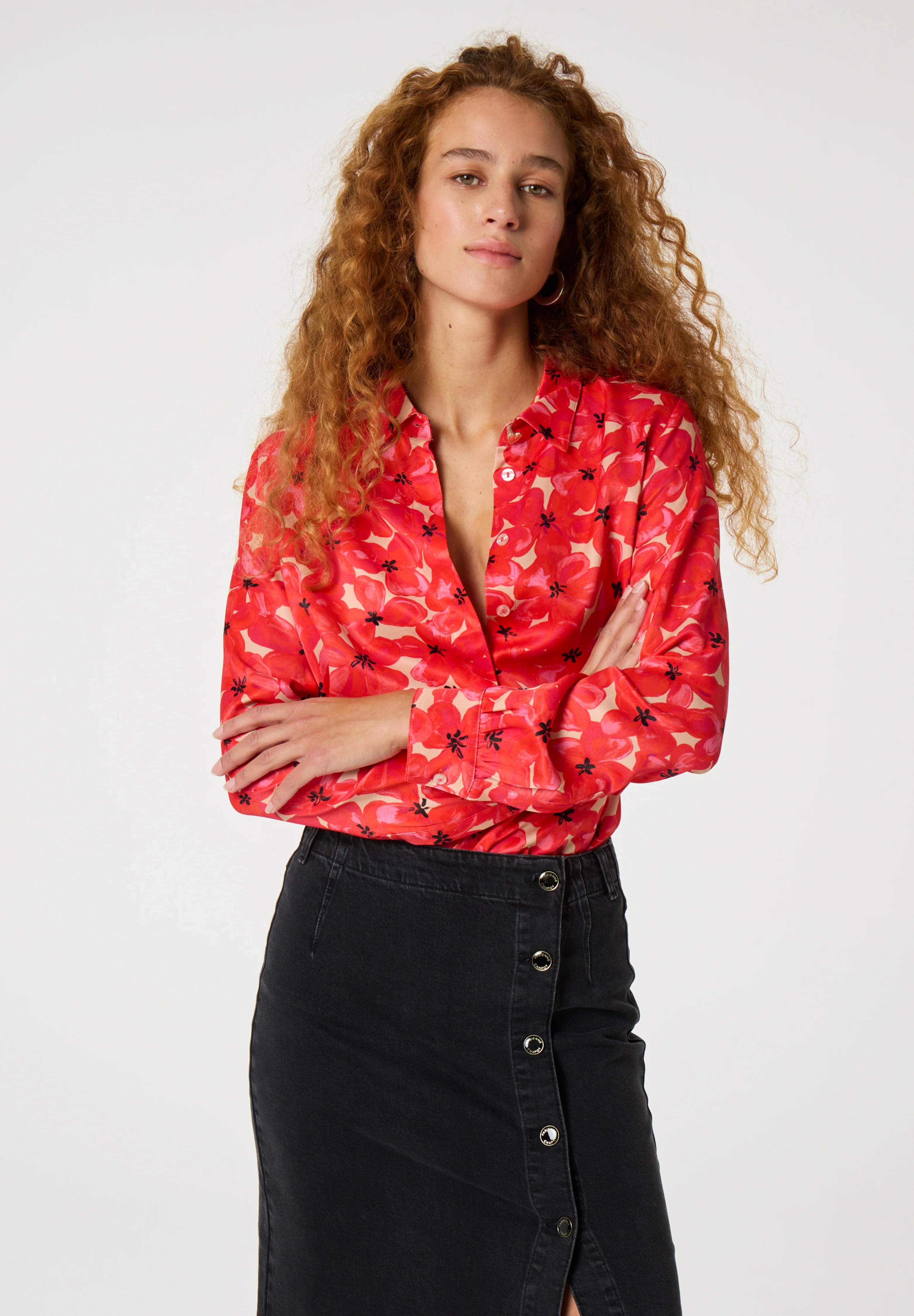 Blouses lange mouw rood Fabienne Chapot