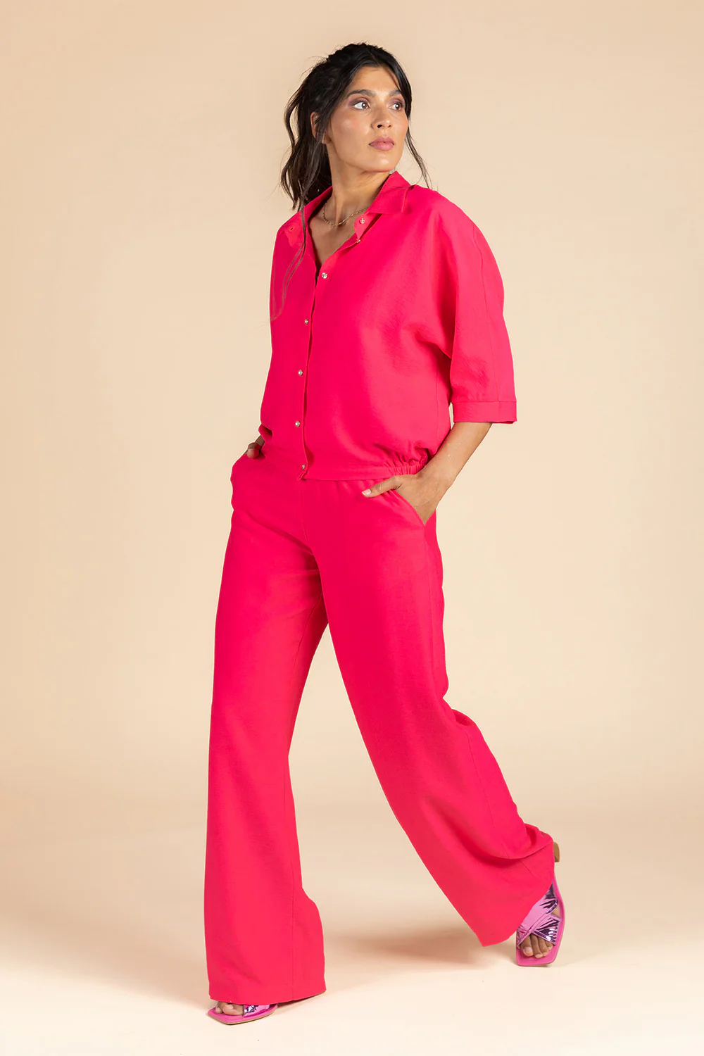 Blouses lange mouw roze Four Roses