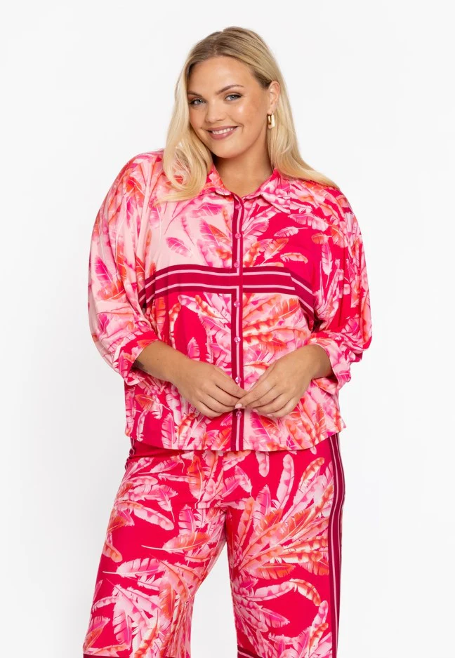 Blouses lange mouw roze Yoek