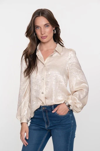 Blouses lange mouw zilver Geisha