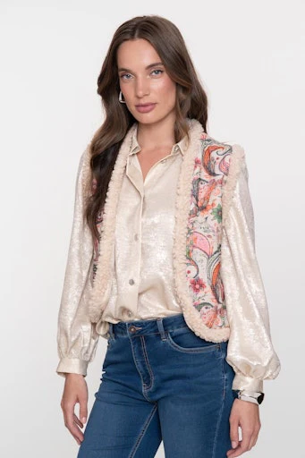 Blouses lange mouw zilver Geisha - Image 5