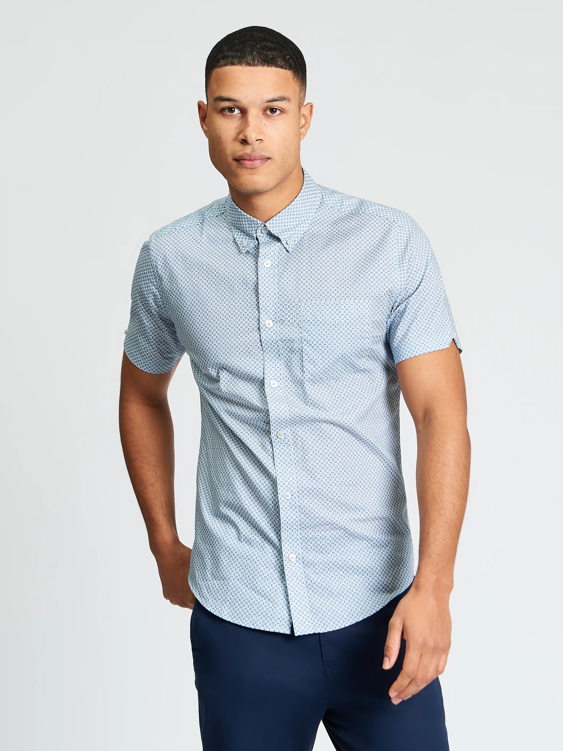 Hemden korte mouw blauw Ben Sherman