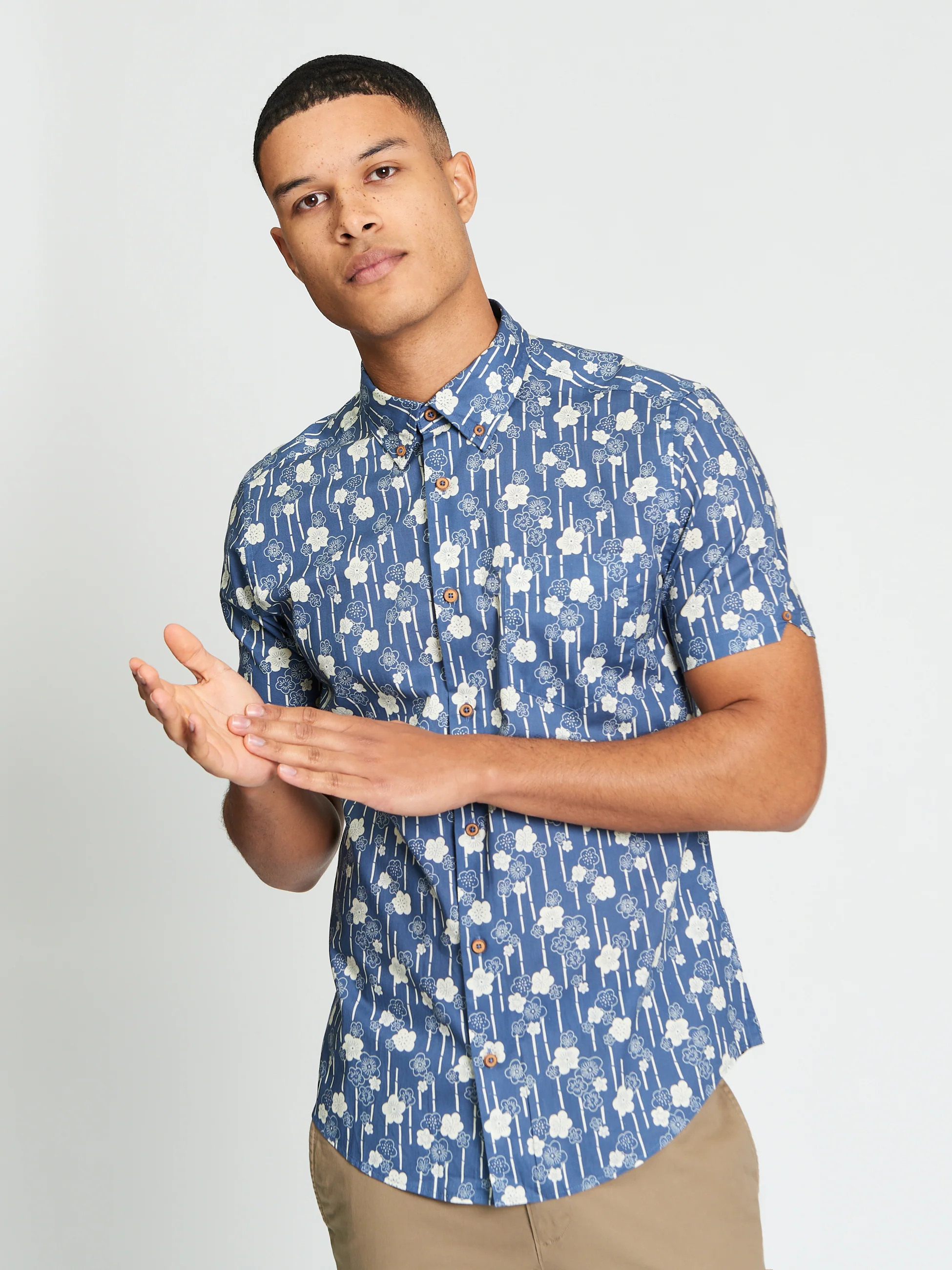Hemden korte mouw blauw Ben Sherman
