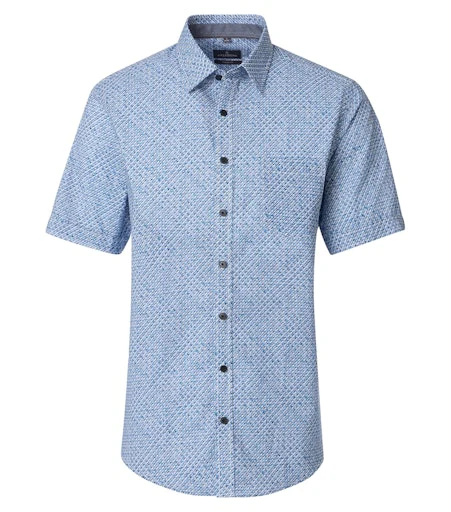Hemden korte mouw blauw Casa Moda