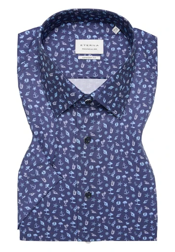 Hemden korte mouw blauw ETERNA