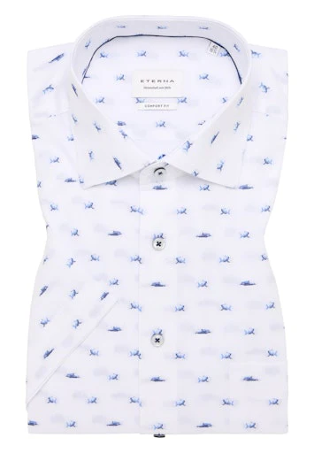 Hemden korte mouw blauw ETERNA